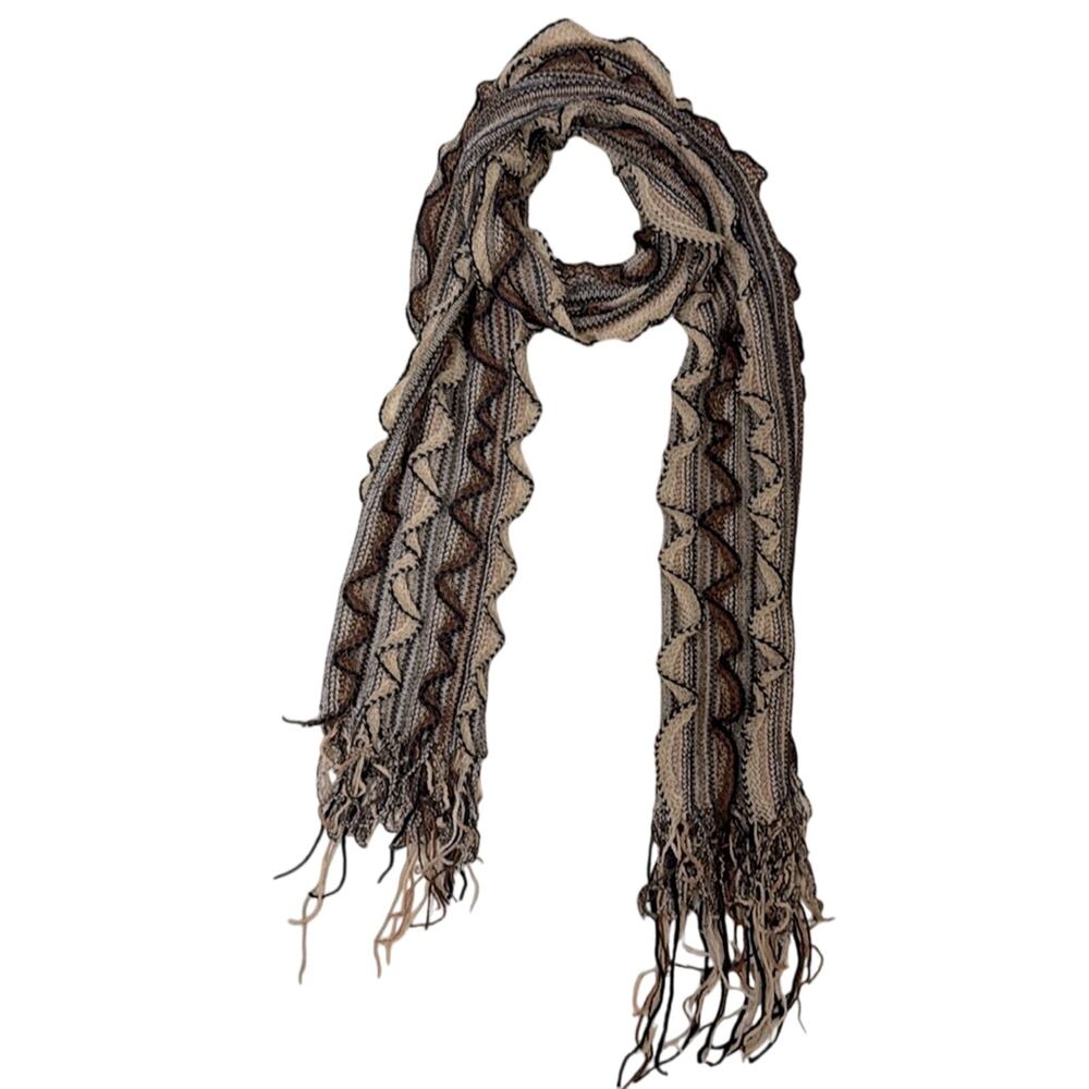 Ruffle brown tan scarf